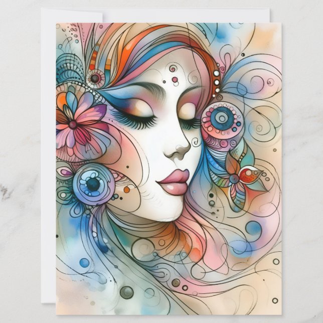 Dreamy Whimsical Woman Scrapbook Paper (Voorkant)