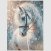 Dreamy White Horse Sparkly Art Decoupage Tissuepapier (Voorkant)