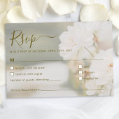Dreamy White Roses Background Photo Wedding RSVP Kaartje