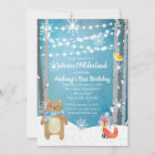 Dreamy Woodland Forest Animals ONEderland Verjaard Kaart (Voorkant)