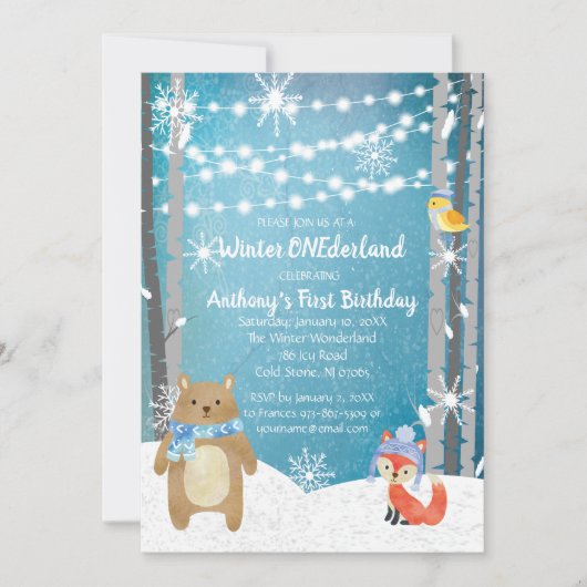 Dreamy Woodland Forest Animals ONEderland Verjaard Kaart (Voorkant)