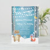 Dreamy Woodland Forest Animals ONEderland Verjaard Kaart (Staand voorkant)