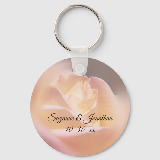 Dreamy Yellow Rose Personalized Wedding Sleutelhanger (Voorkant)