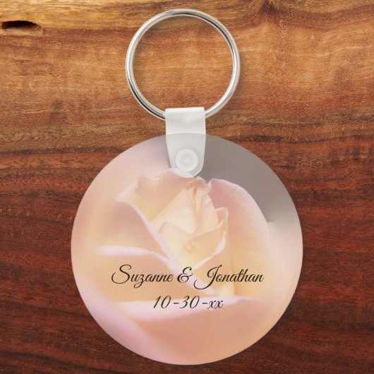 Dreamy Yellow Rose Personalized Wedding  Sleutelhanger (Achterkant)