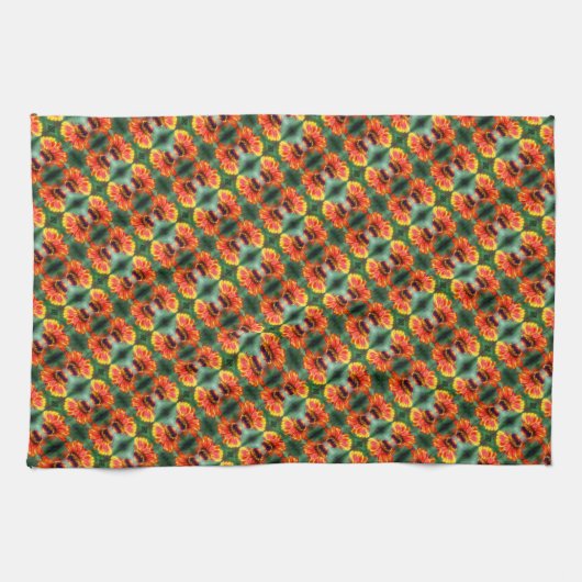 Dreamy Zinnia Flower Pattern    Theedoek (Horizontaal)