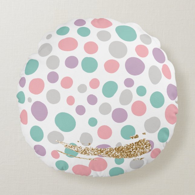 'DreamyPastels' Rond Kussen (Voorkant)