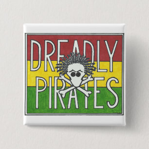 DREEDS PIRAAT-VLAG VIERKANTE BUTTON 5,1 CM