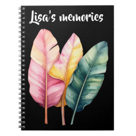 Drei Bananen Blätter in Pastellfarben Notitieboek