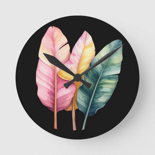 Drei Bananen Blätter in Pastellfarben Ronde Klok (Voorkant)
