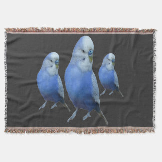 drei blaue Wellensittiche Deken