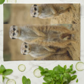 drei Erdmaennchen (Suricata suricatta) Theedoek (Gevouwen)