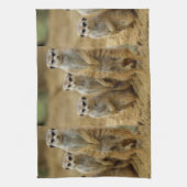 drei Erdmaennchen (Suricata suricatta) Theedoek (Verticaal)