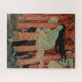 Drei Frauen With Black Wolves Grasset Kunst Legpuzzel (Horizontaal)