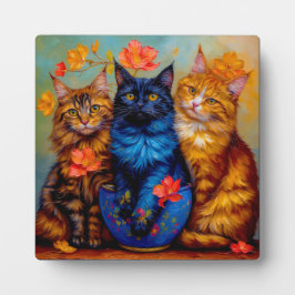 Drei Maine-Coon-Gefährten Portrait Fotoplaat