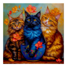 Drei Maine-Coon-Gefährten Portrait Perfect Poster