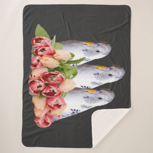 drei niedliche weisse Wellensittiche Sherpa Deken (Voorkant)