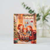 Drei Schwestern freuen sich über ihr neues Buch Briefkaart (Staand voorkant)