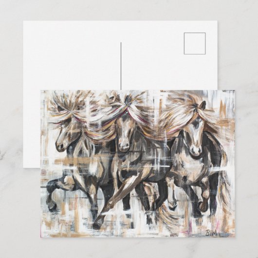 Drei Tölter Braun Briefkaart (Voorkant / Achterkant)