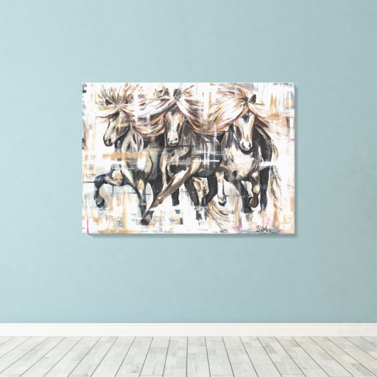 Drei Tölter Braun Canvas Afdruk (Insitu (Houten vloer))