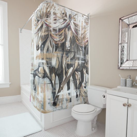 Drei Tölter Braun Douchegordijn (In situ)