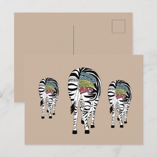 Drei Zebras  Briefkaart (Voorkant / Achterkant)