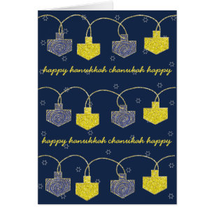 "Dreidel Banner" Hanukkah Kaart w Envelope