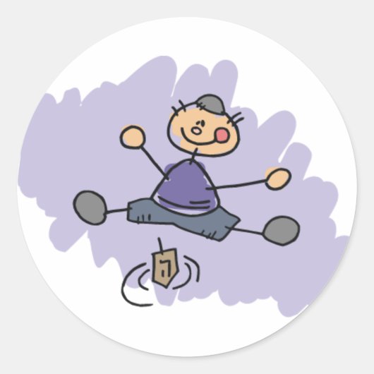 Dreidel Boy Ronde Sticker (Voorkant)