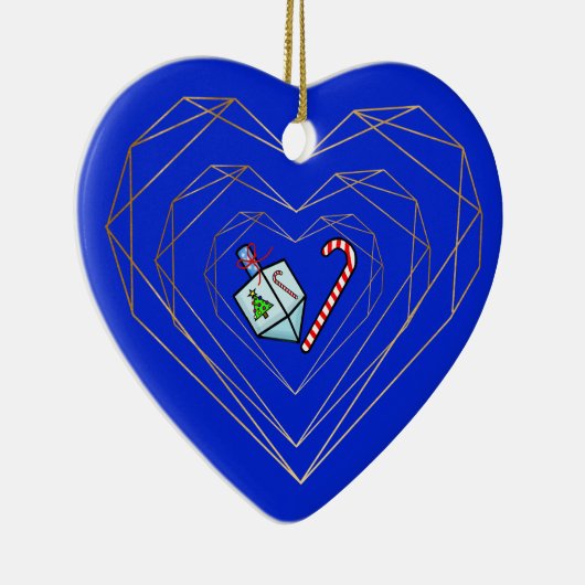 Dreidel Candy Cane Heart Chrismukkah Ornament (Rechts)