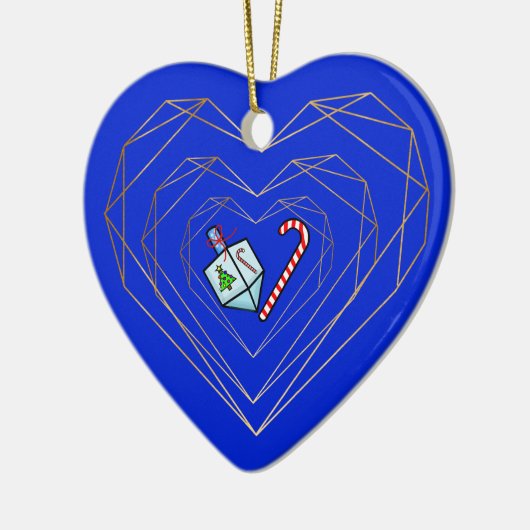 Dreidel Candy Cane Heart Chrismukkah Ornament (Links)