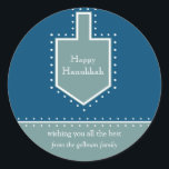 Dreidel Chanoeka Geschenk Bericht Sticker<br><div class="desc">Een davidster met witte stippen dient als lijst voor uw persoonlijke vakantieboodschap. Wat een geweldige Chanoeka sticker om cadeaus te plaatsen voor de docent van uw kind,  de postbode,  portier of bezorger. Verkrijgbaar in alternatieve kleuren met bijpassende producten. com</div>