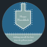 Dreidel Chanoeka Geschenk Bericht Sticker<br><div class="desc">Een davidster met witte stippen dient als lijst voor uw persoonlijke vakantieboodschap. Wat een geweldige Chanoeka sticker om cadeaus te plaatsen voor de docent van uw kind,  de postbode,  portier of bezorger. Verkrijgbaar in alternatieve kleuren met bijpassende producten. com</div>