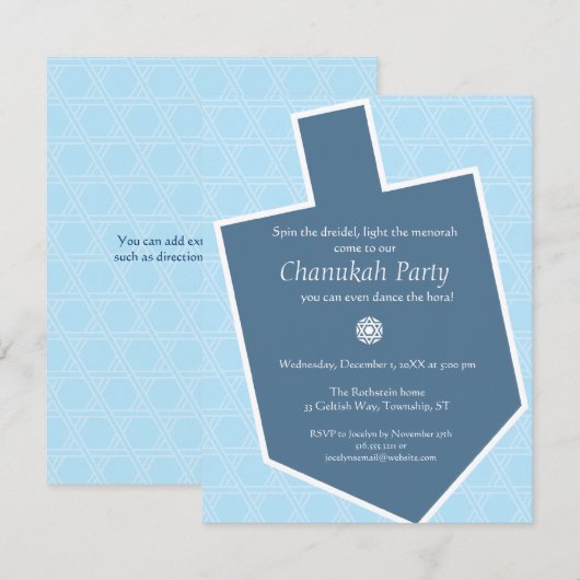 Dreidel Chanukah Kaart (Voorkant / Achterkant)