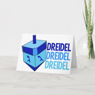 Dreidel Cute Blue Kinderen Happy Hanukkah Feestdagen Kaart