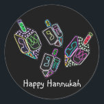 Dreidel, Dreidel, Dreidel Stickers<br><div class="desc">Grafische illustratie van een Hannukah droedels in heldere kleuren. Verhelder de vakantie met dit kleurrijke ontwerp.</div>