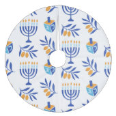 Dreidel en Menorah White Chanoeka Fleece Kerstboom Rok (Voorkant)