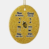 Dreidel Instructions Happy Hanukkah - Gold Glitter Keramisch Ornament (Rechts)