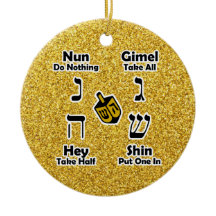 Dreidel Instructions Happy Hanukkah - Gold Glitter