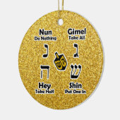 Dreidel Instructions Happy Hanukkah - Gold Glitter Keramisch Ornament (Links)