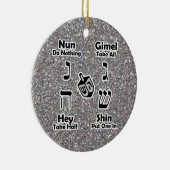 Dreidel Instructions Happy Hanukkah Silver Glitter Keramisch Ornament (Rechts)