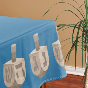 Dreidel Rustic Oak Blauw Joodse feestdag Chanoeka Tafelkleed