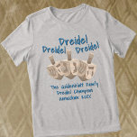 Dreidel Rustic Oak Champion Hanukkah Funny Tri-Blend Shirt<br><div class="desc">Een grappig Dreidel T-shirt met gepersonaliseerde tekst is een geweldige traktatie voor jezelf of als cadeau voor iedereen in de familie op een van de acht nachten van Chanoeka. Drie faux eiken houten dreidels draaien in het midden van het T-shirt en zijn omgeven door tekst in een schattig handgeschreven stijl...</div>