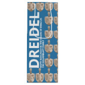 Dreidel Rustic Oak Fun Blauw en Wit Chanoeka Wijn Cadeautas (Voorkant)