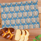 Dreidel Rustic Oak Hanukkah Pattern Challah Hoesje Theedoek