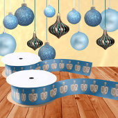 Dreidel Rustic Oak Schattige Blauw Patroon Hanukka Satijnen Lint