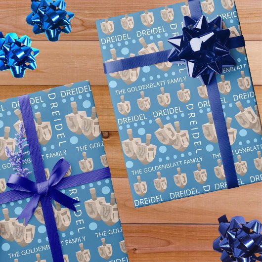 Dreidel Rustic Oak Schattige Gepersonaliseerde Cha Cadeaupapier