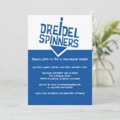 Dreidel Spinners Hanukkah Party Kaart (Staand voorkant)