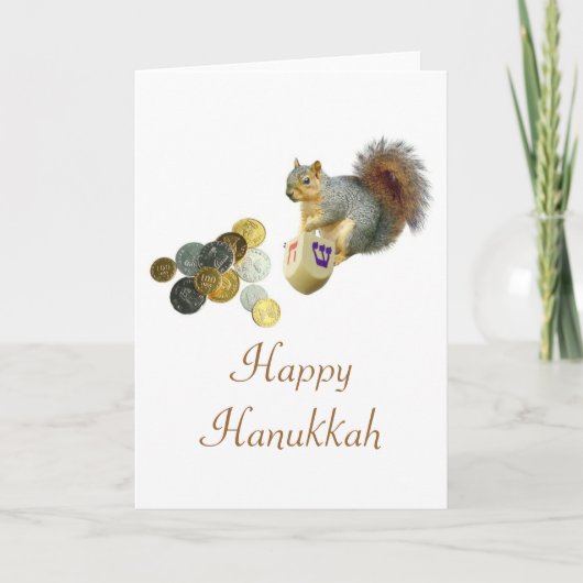 Dreidel Squirrel Card Feestdagen Kaart (Voorkant)