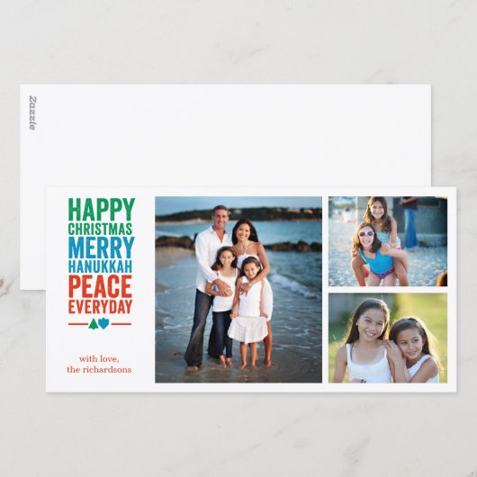 Dreidel Tree 3 Feestdagenkaart (Voorkant / Achterkant)