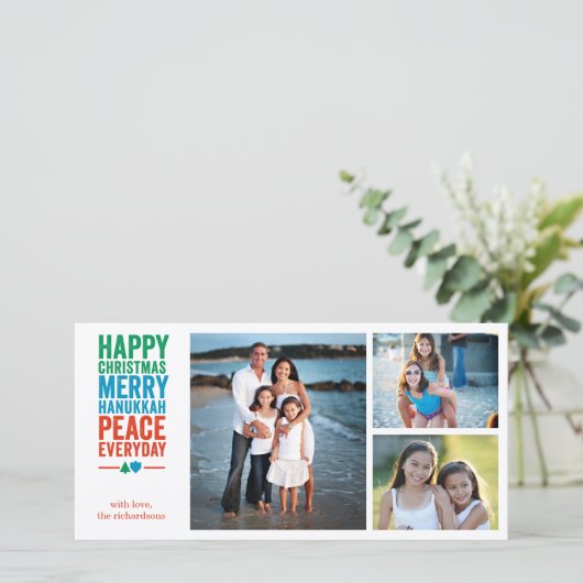 Dreidel Tree 3 Feestdagenkaart (Staand voorkant)