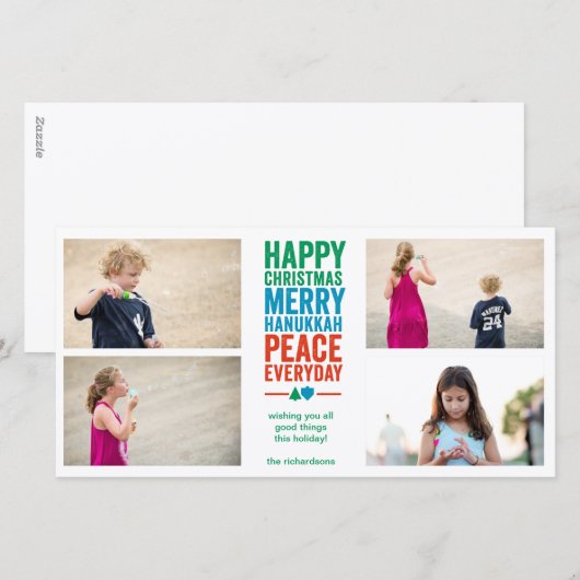 Dreidel Tree x4 Feestdagenkaart (Voorkant / Achterkant)